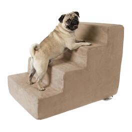 PetMaker - Dog Stairs for Small Dogs 4-Step Pet Stairs for High Bed and Couch - Pet Steps with Nonslip Bottom, Foam, and Cover - Tan