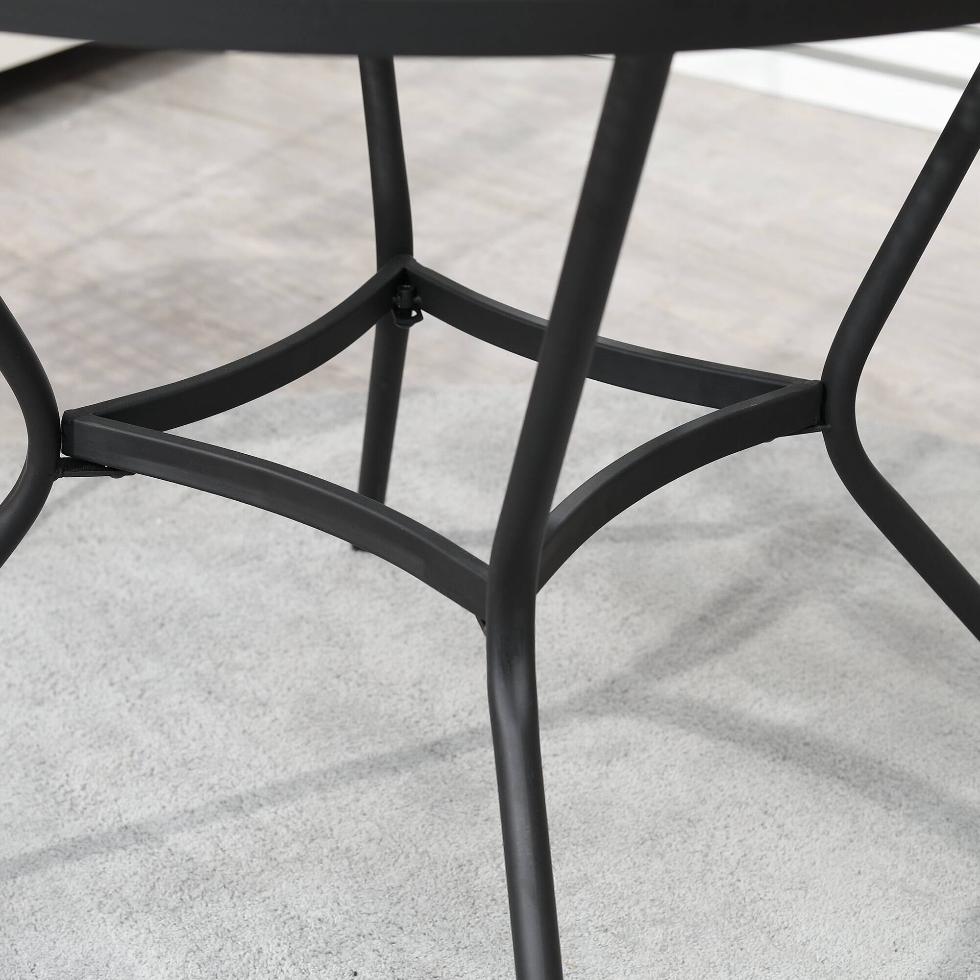 Alt View 7. Outsunny - 35" Round Outdoor Patio Bistro Dining Table, French Cafe Style, Conversation Space, Fast Drying Metal Mesh Tabletop - Black.