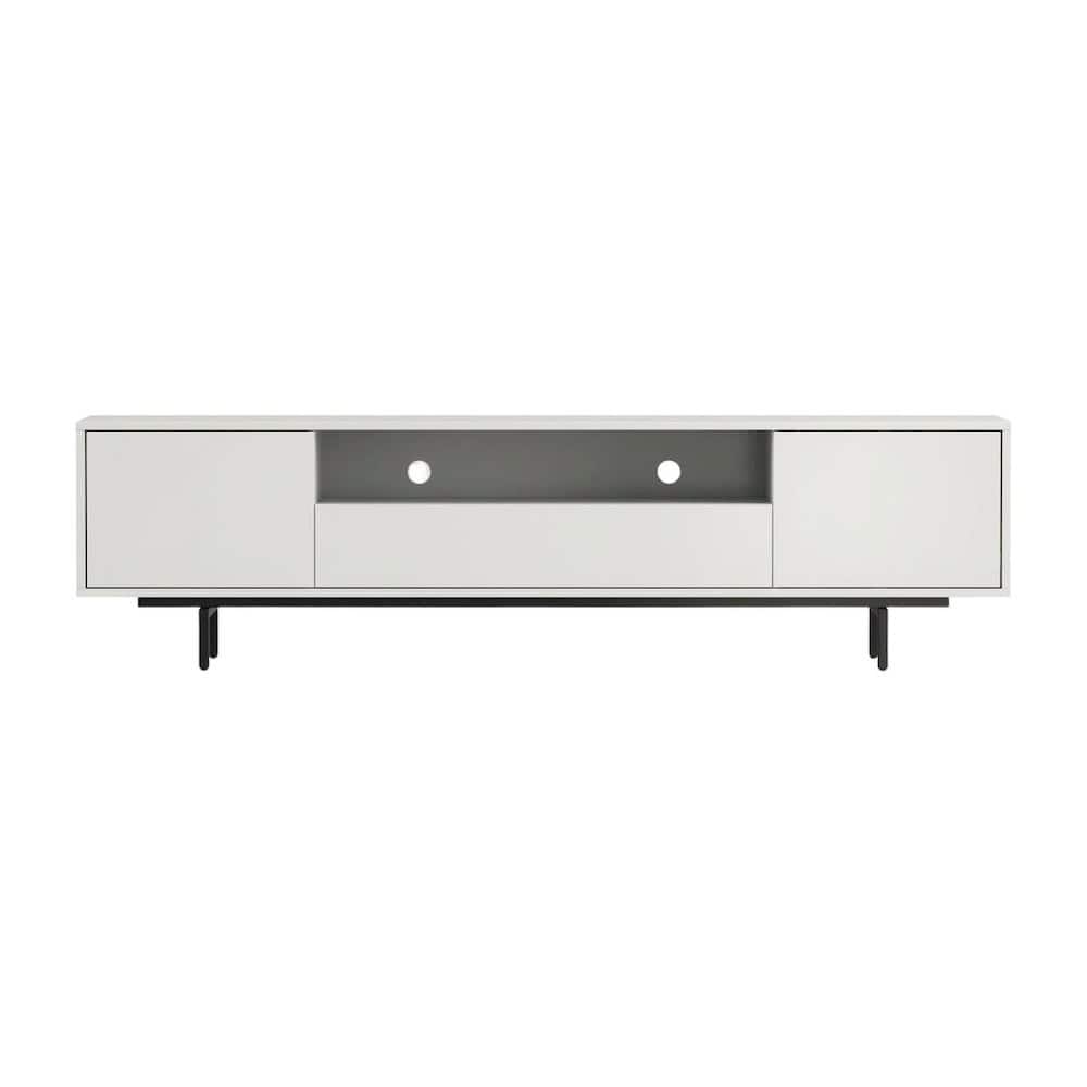 FurniFact - Laminate TV Console with 3 Doors in Modern and Industrial Styles - White