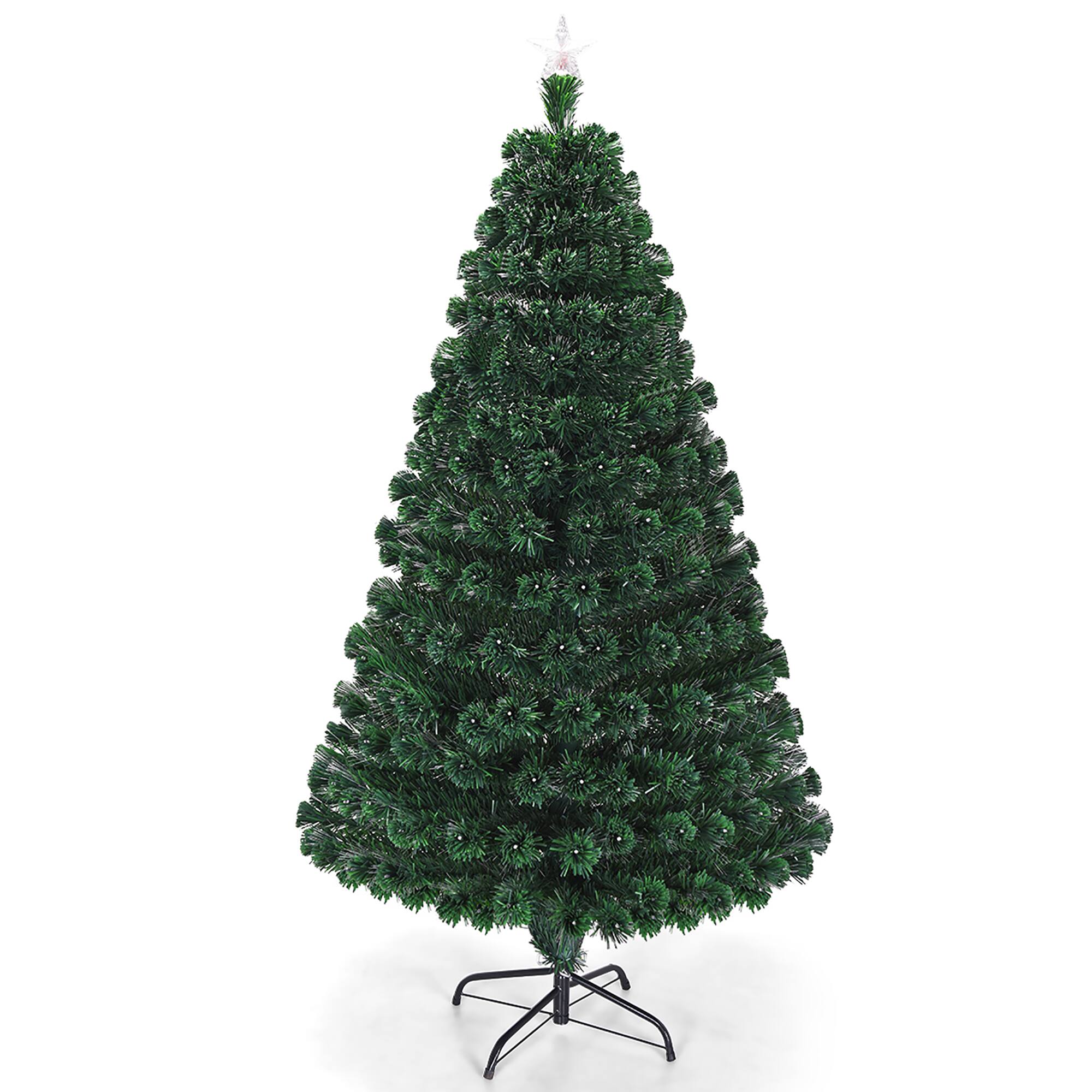 Alt View 18. Costway - 6'Pre-Lit Christmas Tree Fiber Optic Multicolor LED Lights - Green.