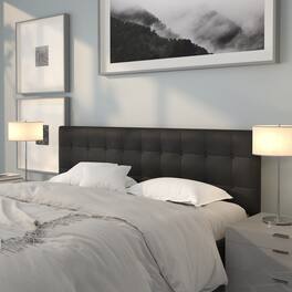 Emma + Oliver - Button Tufted Adjustable Height Upholstered Headboard - Black