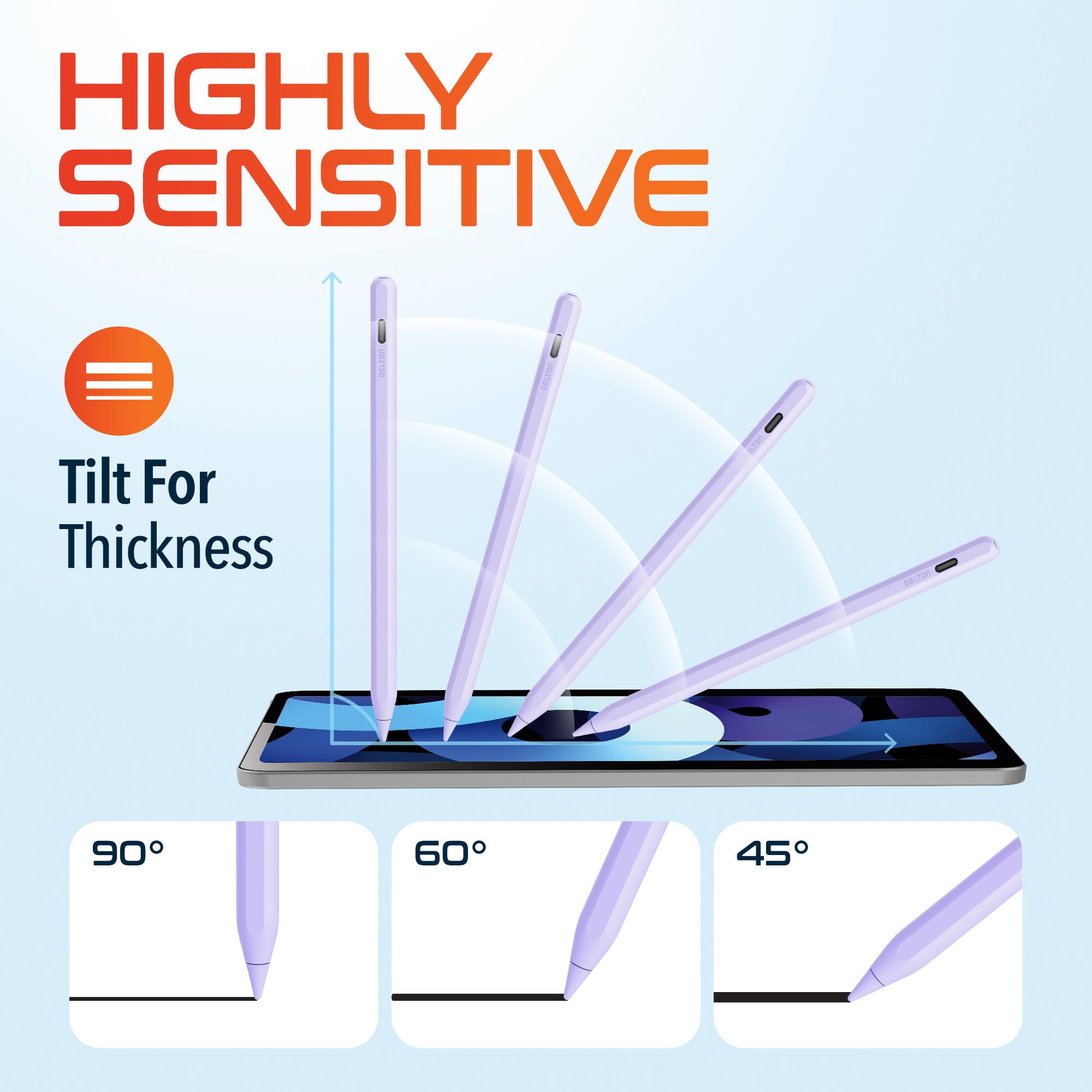HIGHLY SENSITIVE  
Tilt For Thickness  
90° 60° 45°