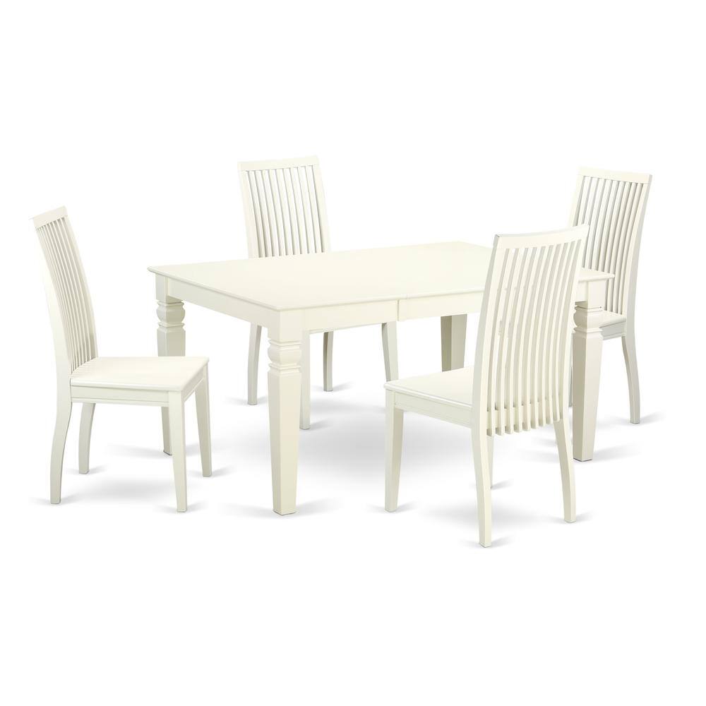 Back. East West Furniture - Dining Room Set Linen White - Brown.