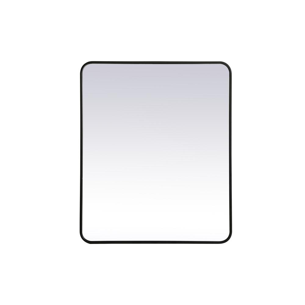 Back. Elegant Decor - Soft corner metal rectangular mirror 30x36 inch in Black - Black.