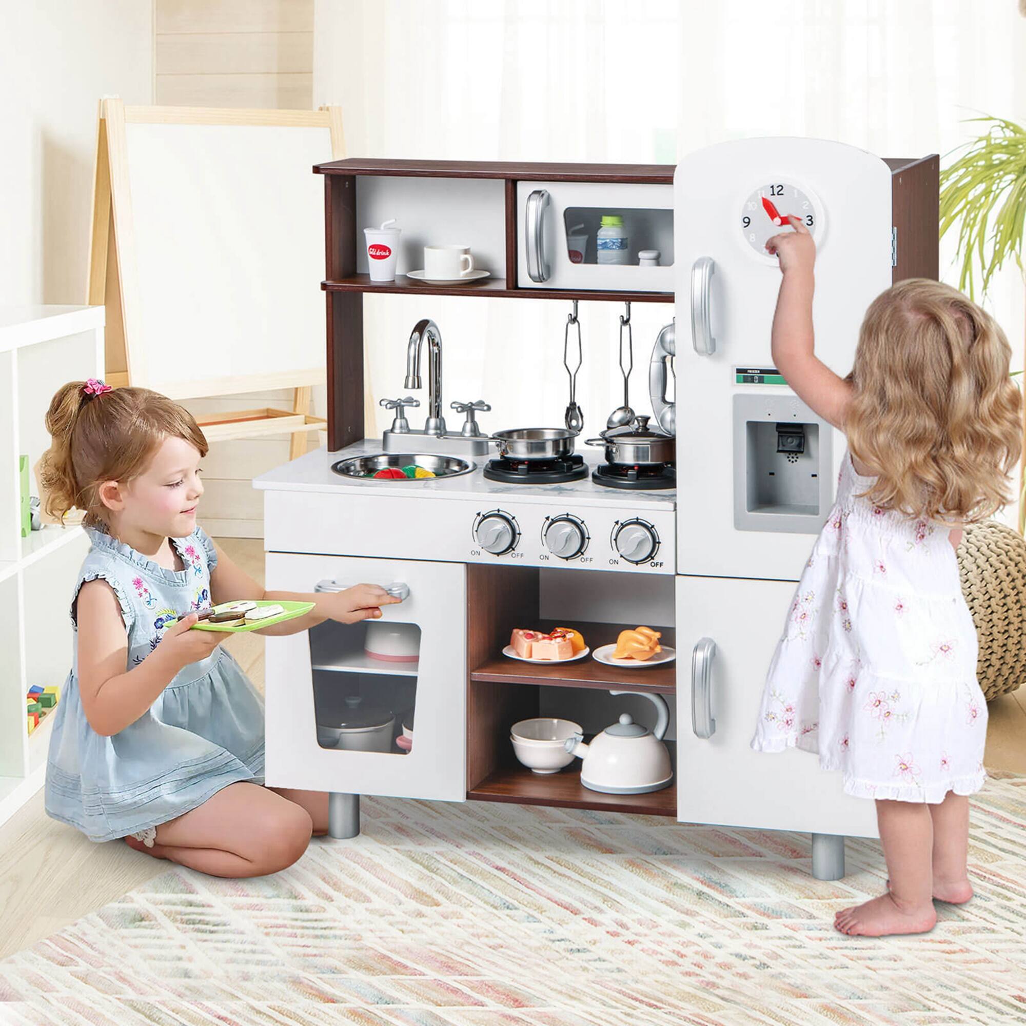 Alt View 1. Costway - Costway Kids Kitchen Playset Pretend Play Kitchen Toy with Realistic Sounds & Lights - Multicolor.
