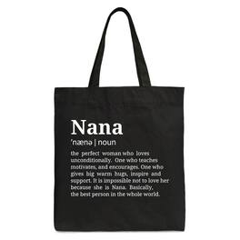 OrnamentallyYou - Nana Definition Canvas Tote Bag, Funny Grandmother Gift Shopper - Black