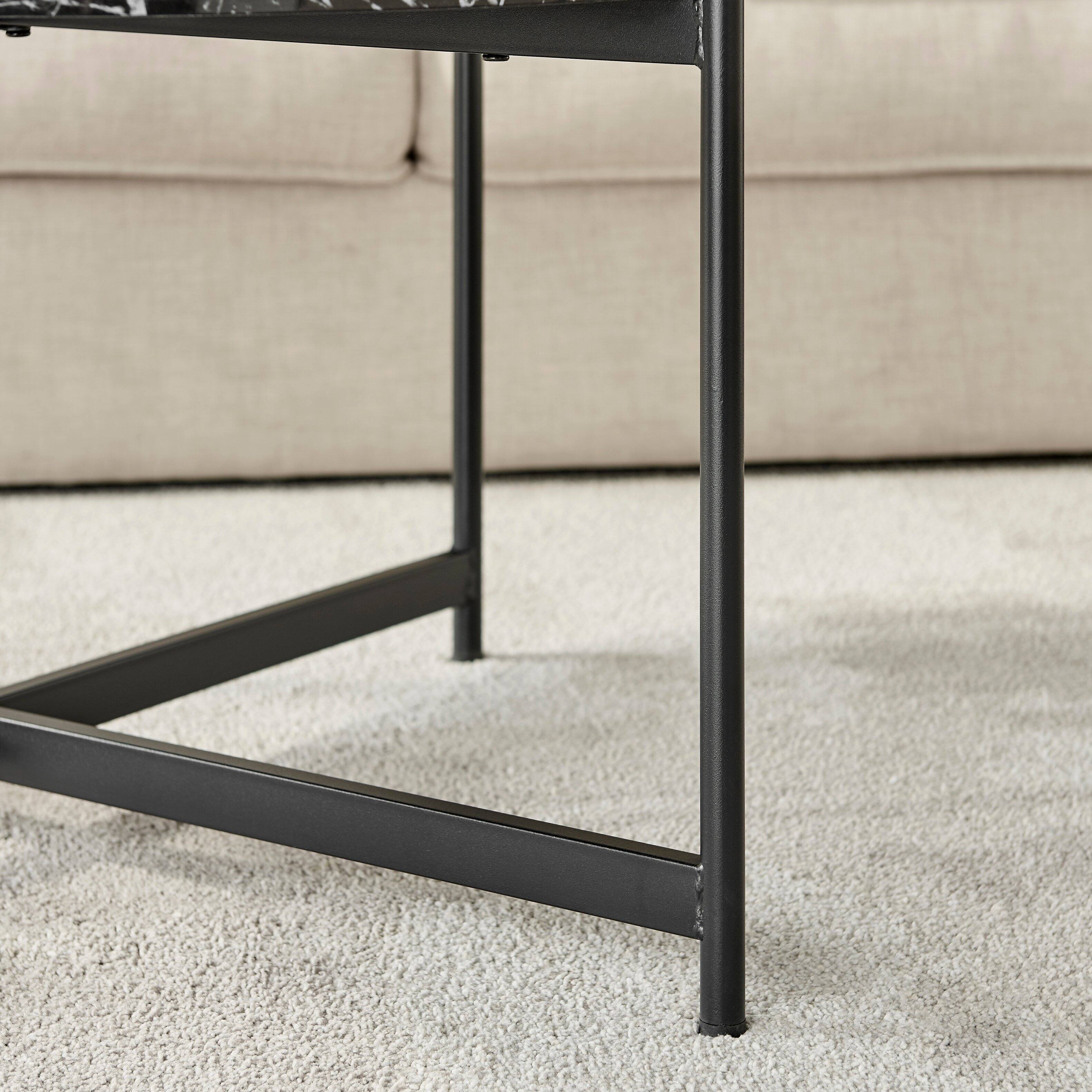 Alt View 6. Danya B - Round Marble Finish Veneer Large Coffee Table - Black Marble - Black.