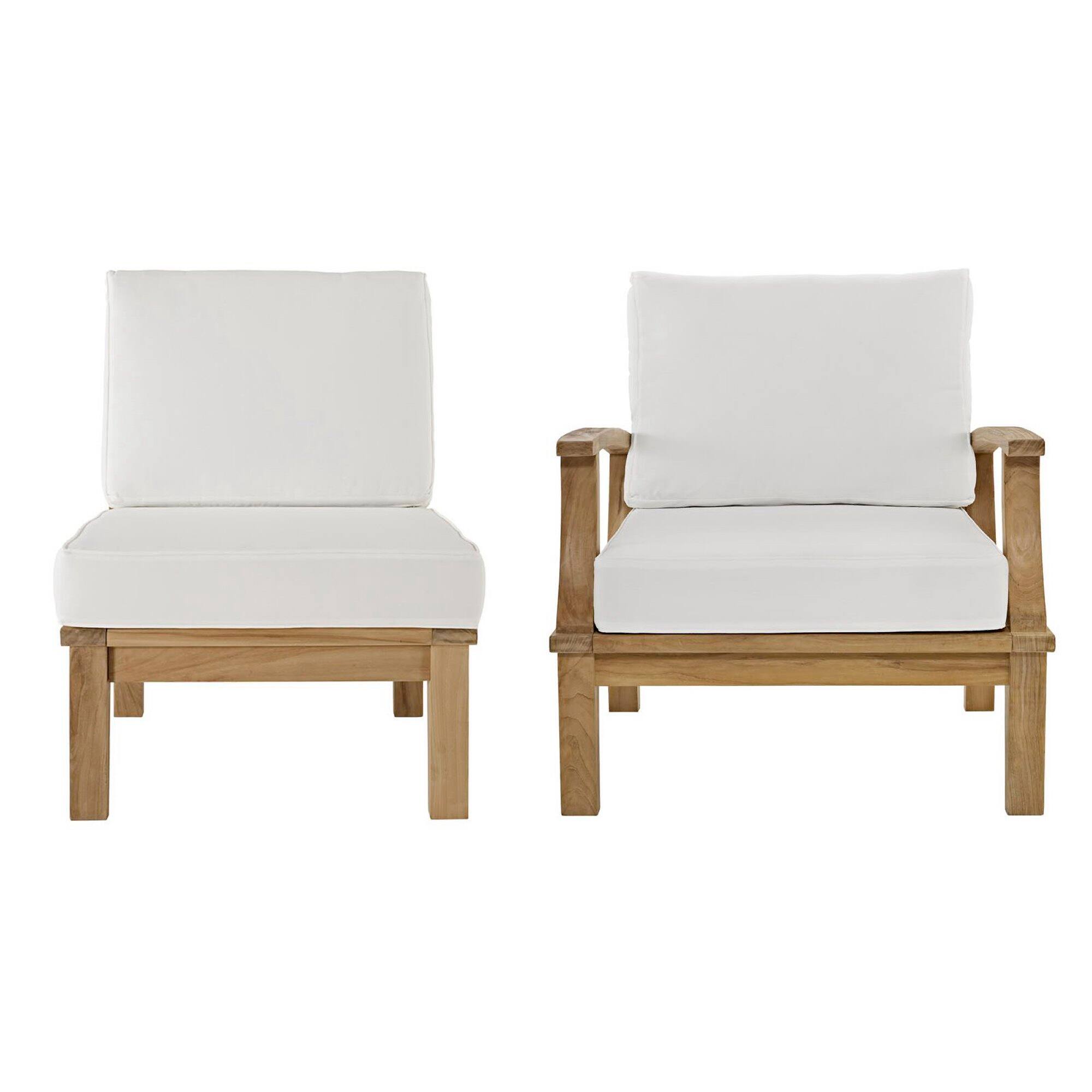 Angle. Modway - Marina 2 Piece Outdoor Patio Teak Set by Modway - Natural White.