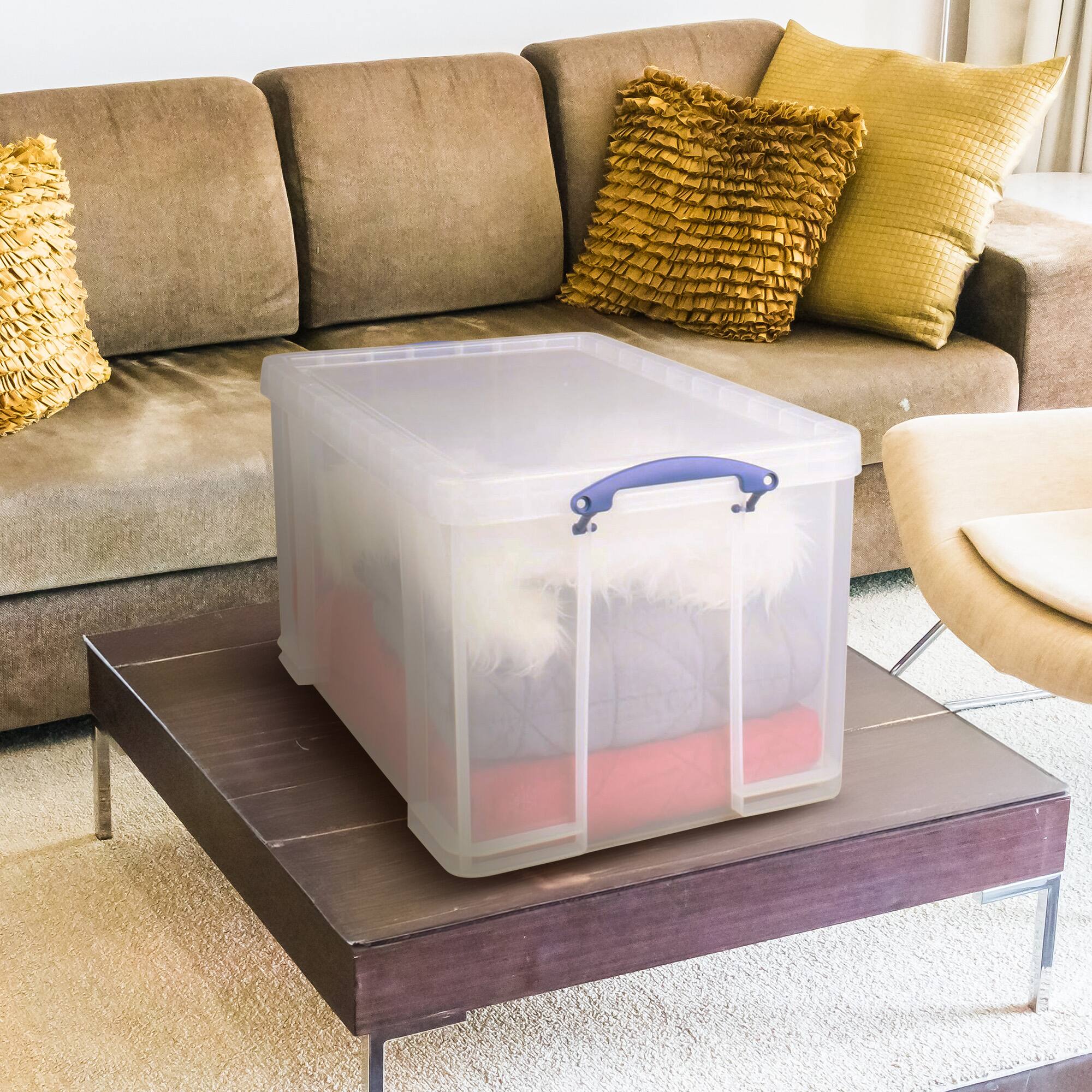 Alt View 4. Really Useful Box - Really Useful Box 84L Storage Bin w/Snap Lid & Clip Lock Handle, 2 Pack, Clear.
