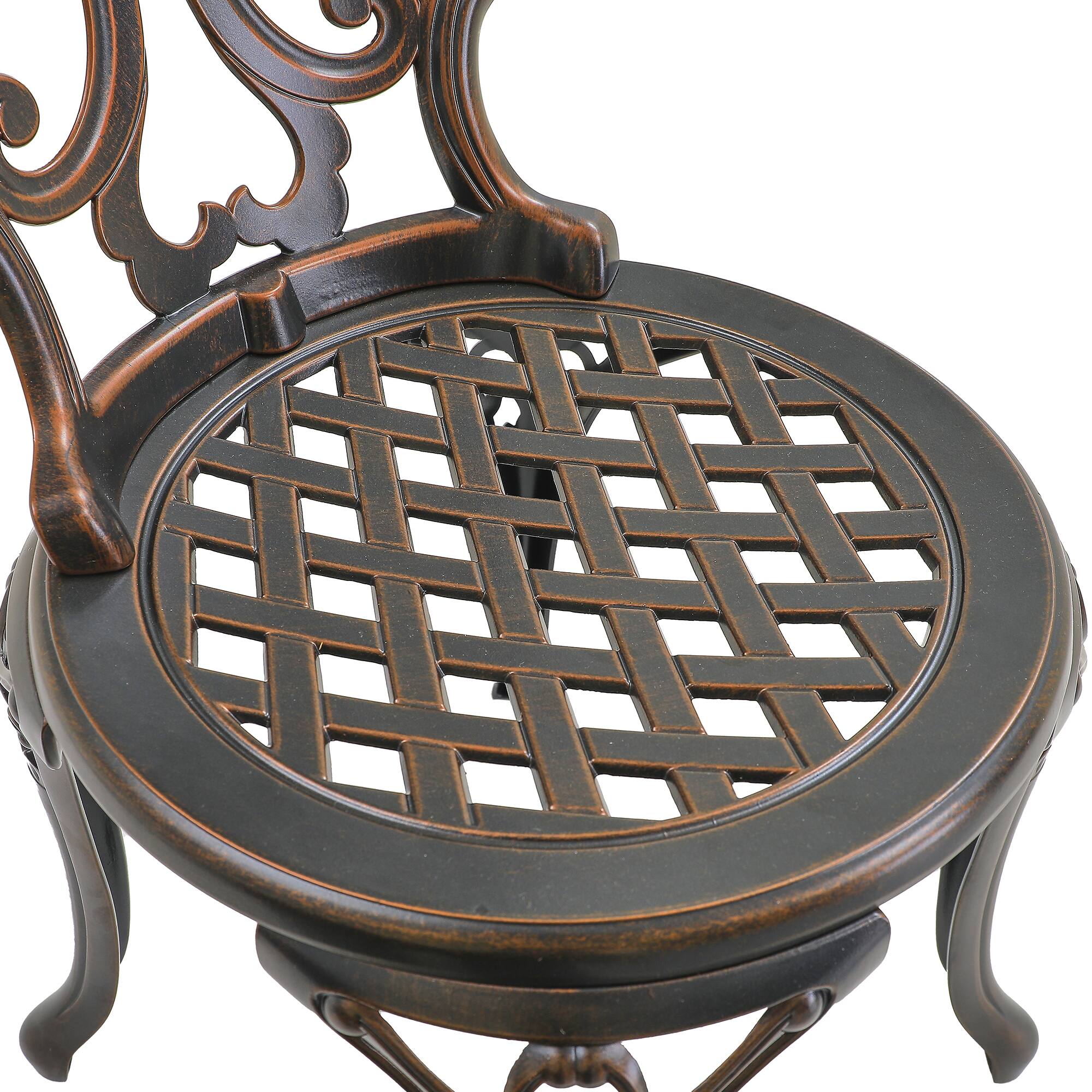 Alt View 1. Mondawe - Set of 2 Cast Aluminum Bistro Chairs - Bronze.