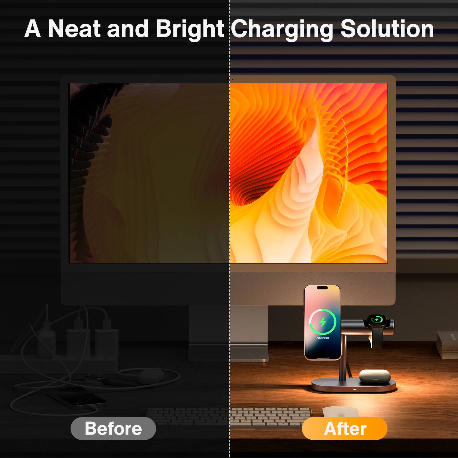 A Neat and Bright Charging Solution

Before
After