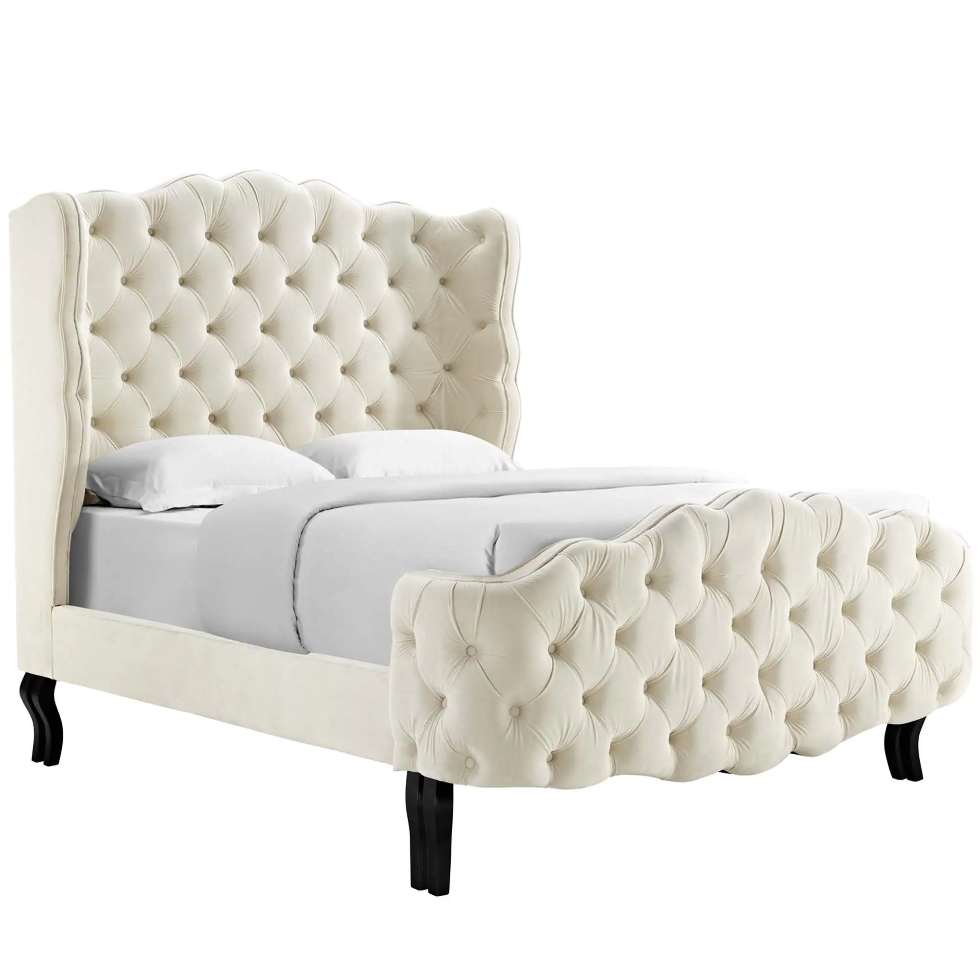 Angle. Modway - Tessie Fabric Full Bed Frame with Squared Tapered Legs - Gray.