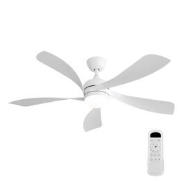 ELEMENT ACE - 52 Inch Modern LED Ceiling Fan with Dimmable Light and Remote Control Featuring Reversible DC Motor and 5 ABS Blades - White