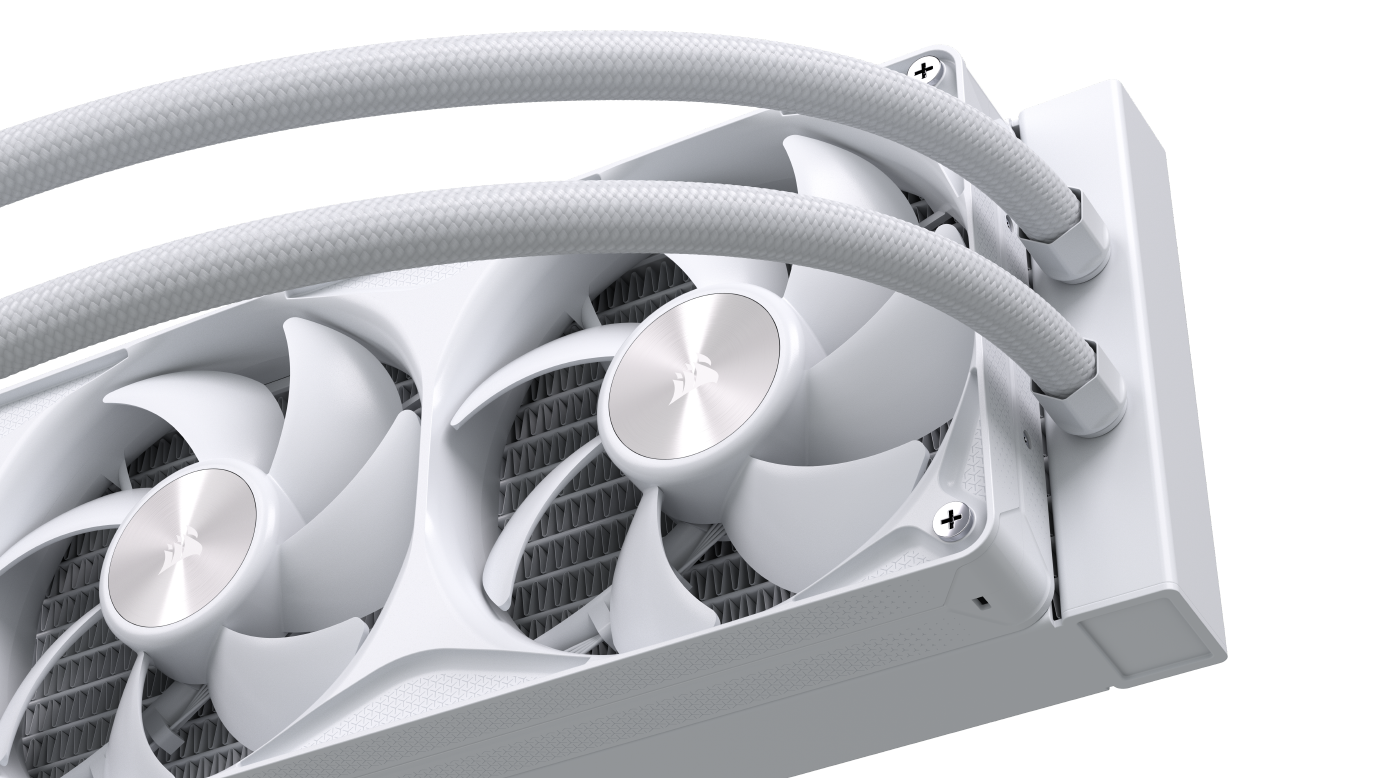 Alt View 3. CORSAIR - NAUTILUS II 360 RS LCD Liquid CPU Cooler – 3.5" IPS LCD – FlowDrive 2S Pump – RS II Unified Frame Fans – 360mm Radiator - White.
