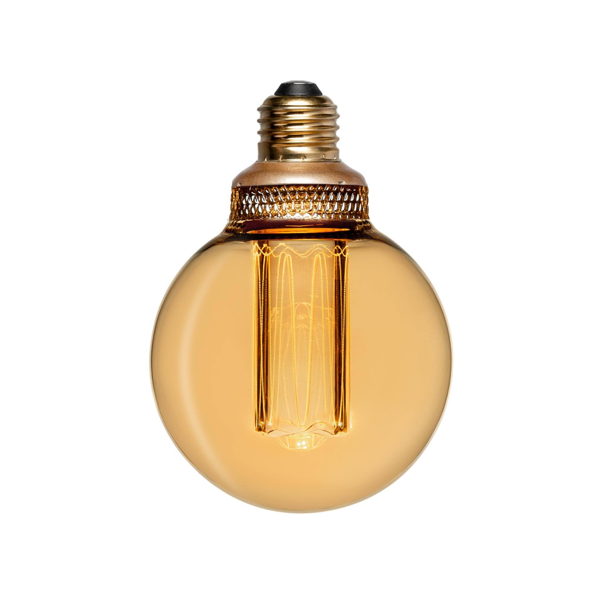 Front. Next Glow - Vintage Globe LED G25/G80 3.5W (20W Eq) E26 Base, Dimmable Warm Amber Decorative Bulb for Home/Kitchen - Warm Amber.
