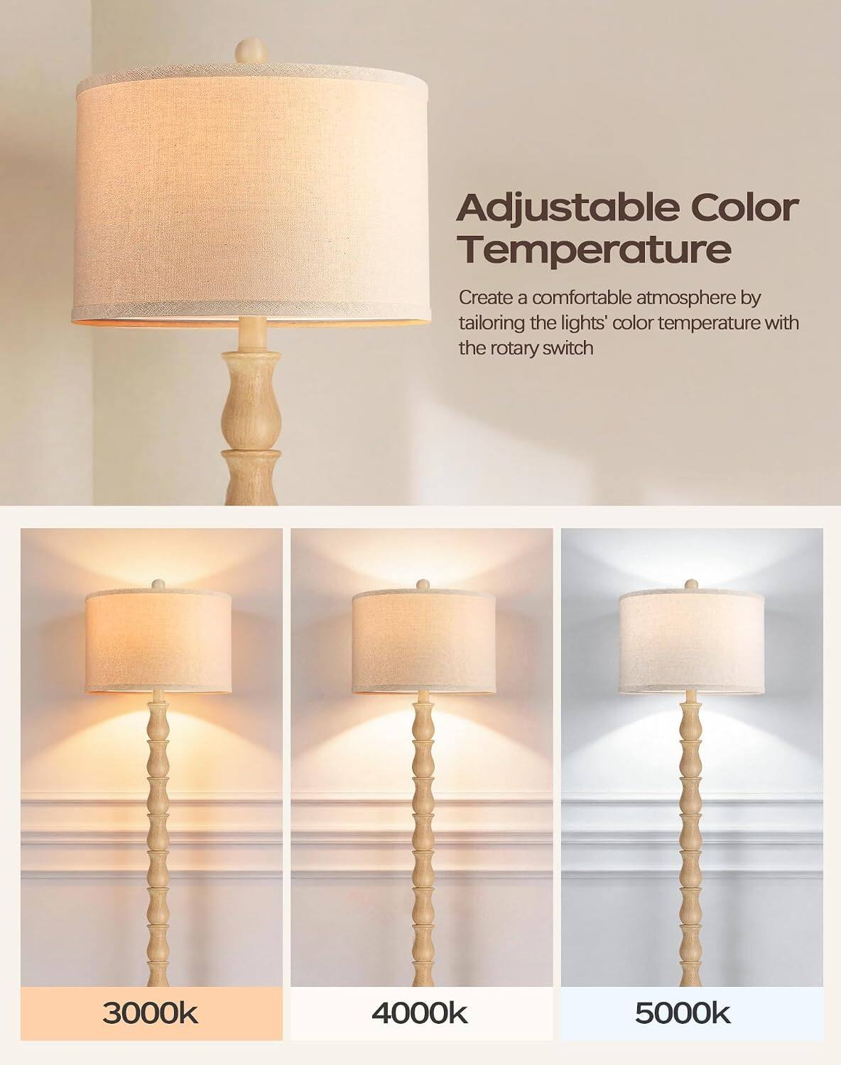Adjustable Color Temperature

Create a comfortable atmosphere by tailoring the lights' color temperature with the rotary switch

3000k
4000k
5000k