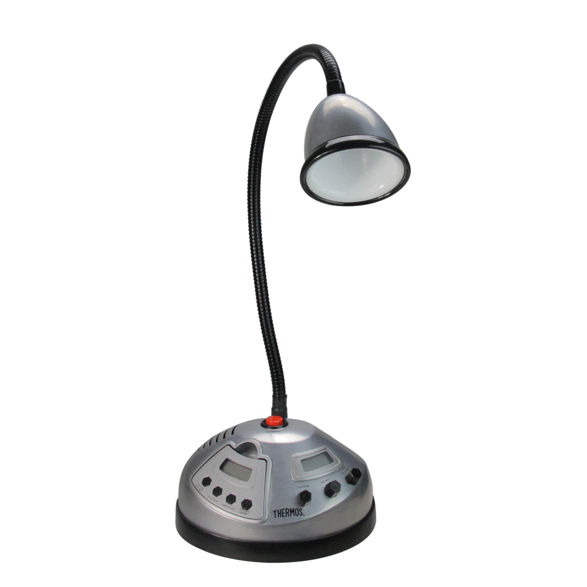 Pool Central - 7.25" Black and Battery Operated Adjustable Grill Light With Timer and Radio - Silver