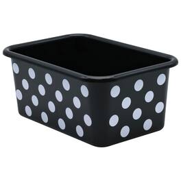 Teacher Created Resources - White Polka Dots on Black Small Plastic Storage Bin