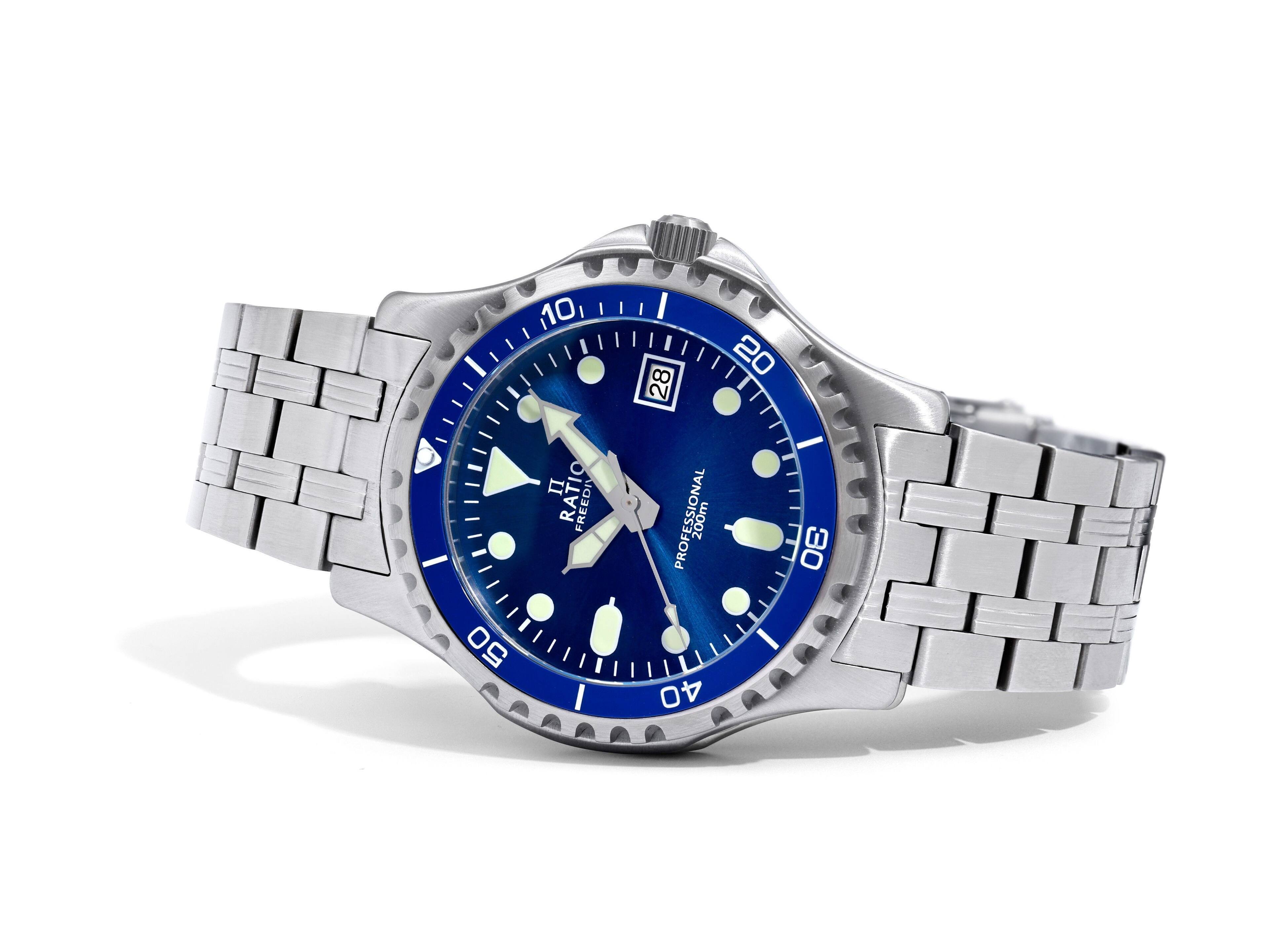 RATIO FreeDiver Professional Sapphire Blue Sunray Dial Quartz