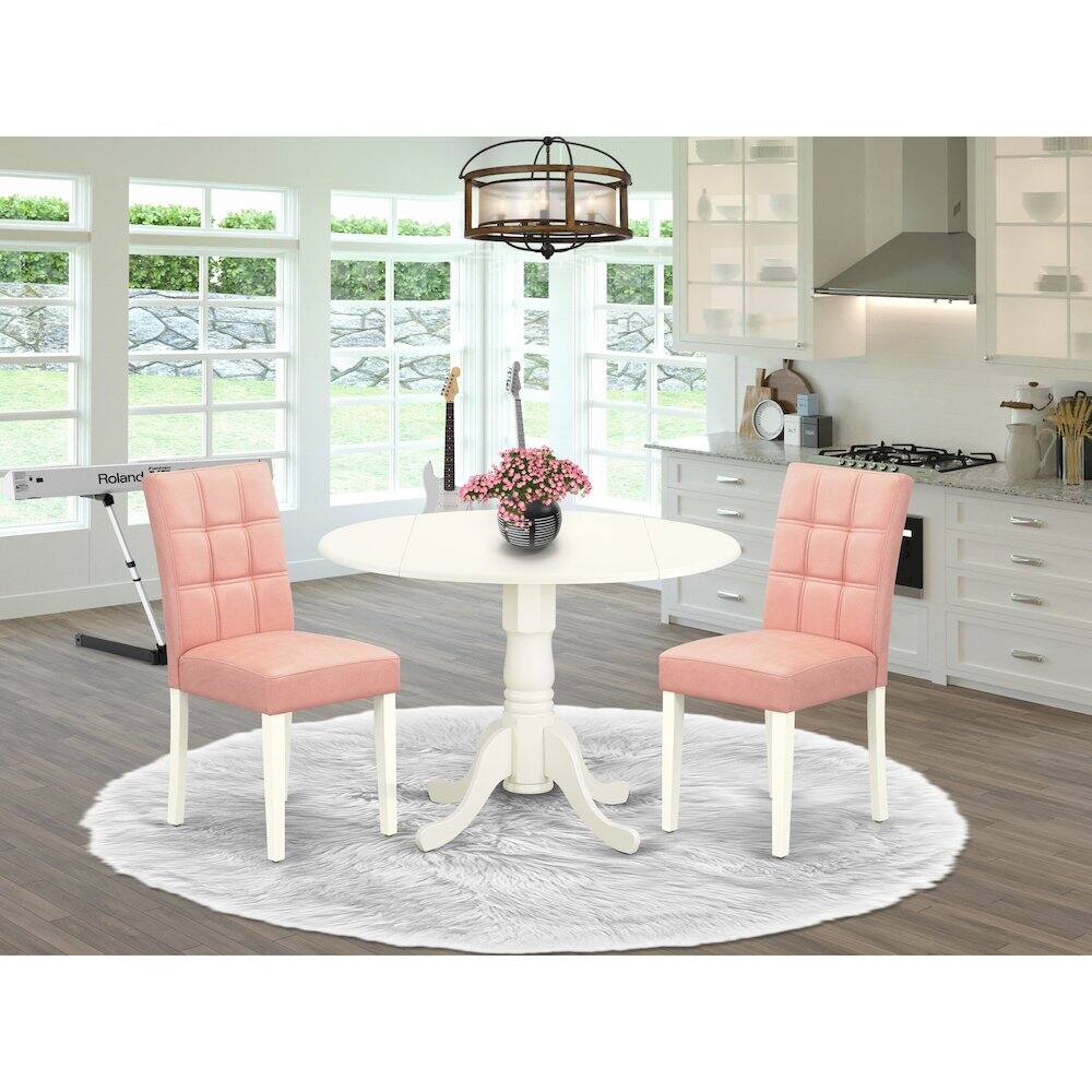 Alt View 8. East West Furniture - 3 Piece Dining Table Set consists A Dinner Table - White.