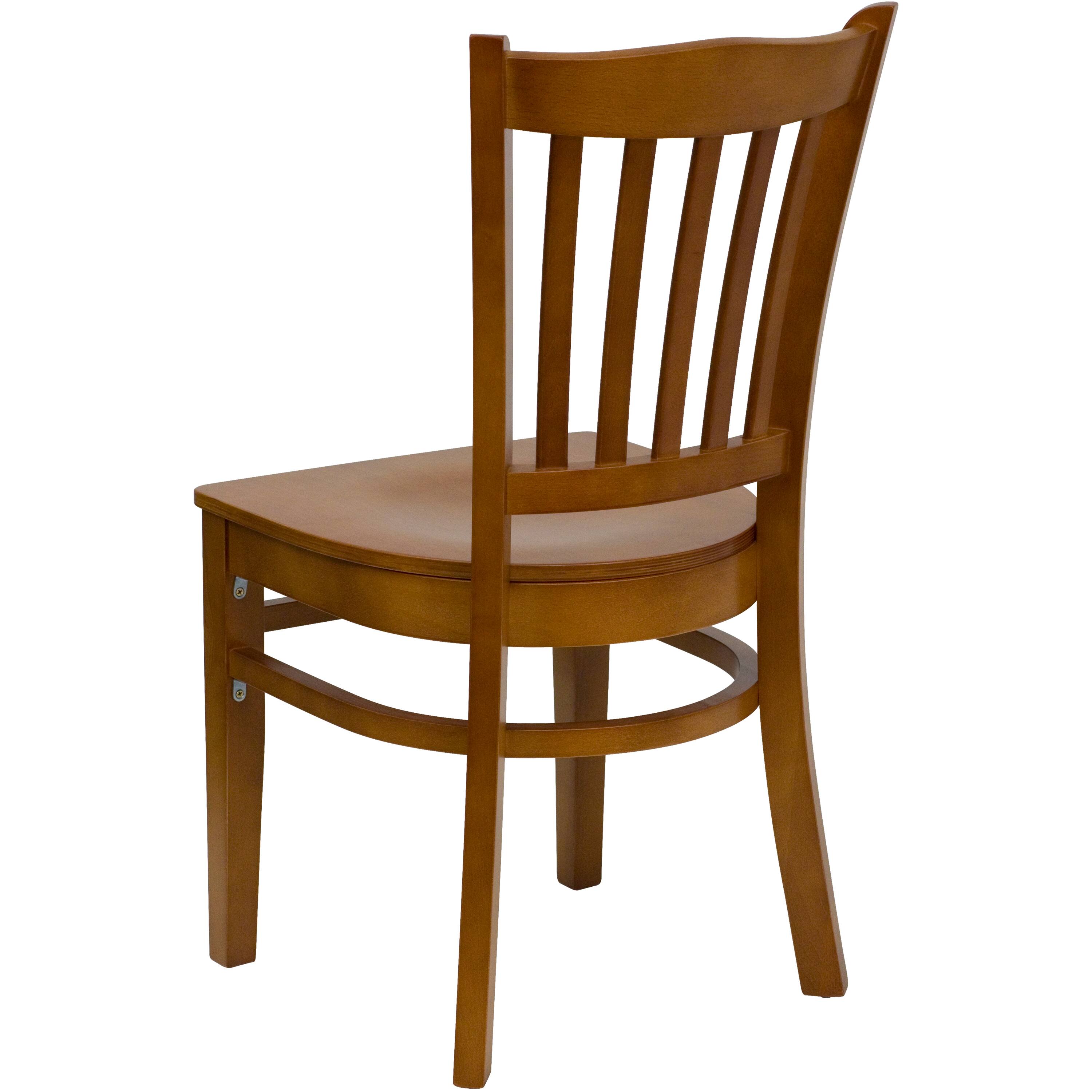 Alt View 3. Emma + Oliver - Vertical Slat Back Wooden Restaurant Dining Chair - Cherry Wood Seat/Cherry Wood Frame.