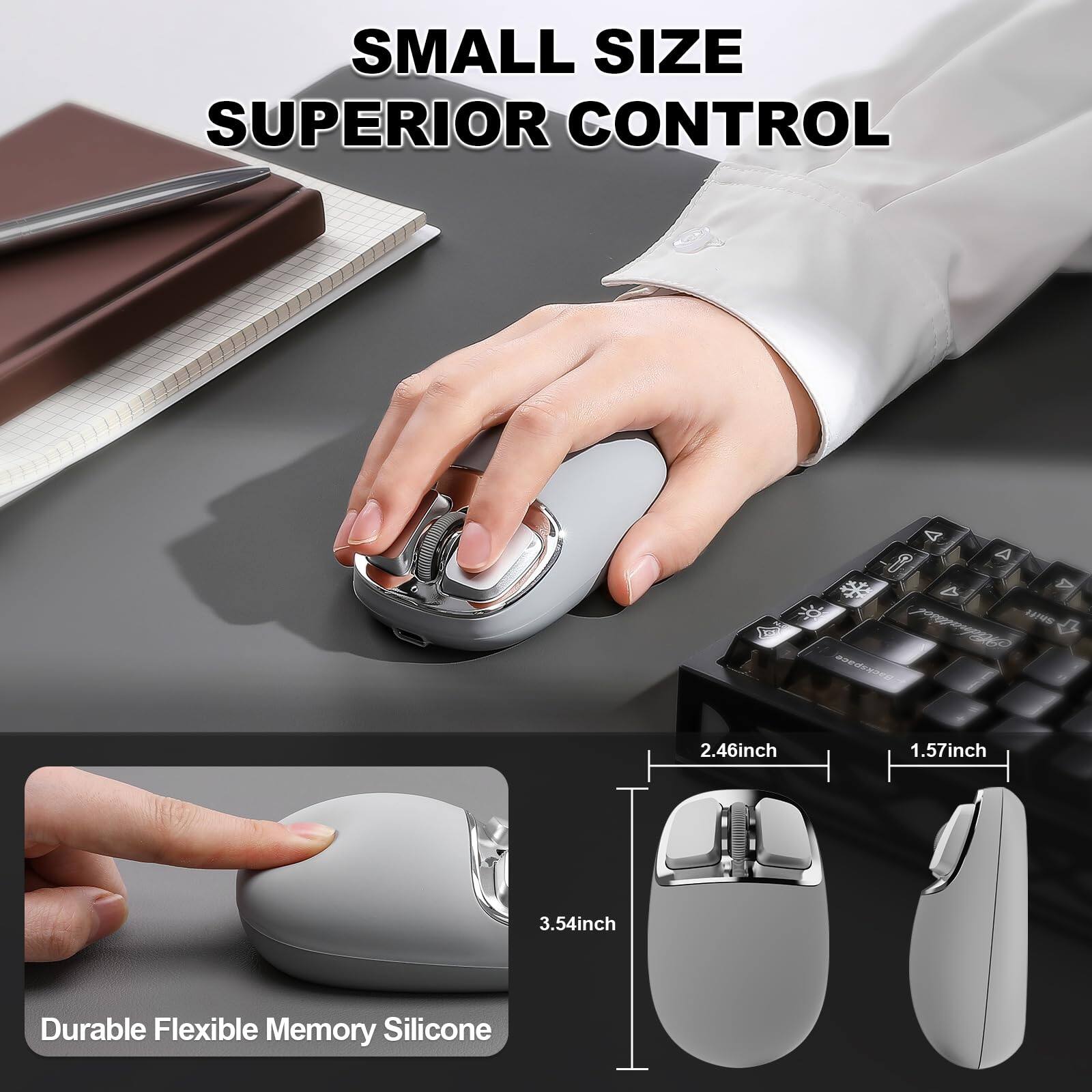 PRIMEPLUS Wireless Mouse with Squeezable Silicone Palm, Tri Mode