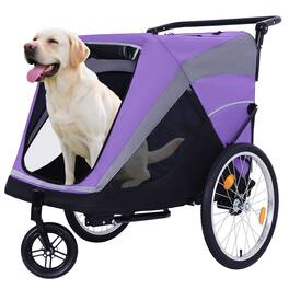 Siljoy - 2‑in‑1 Bike Trailer & Push Cart for Pets, 100 lb Capacity with Detachable Hitch, Swivel Wheel & Storage Pockets