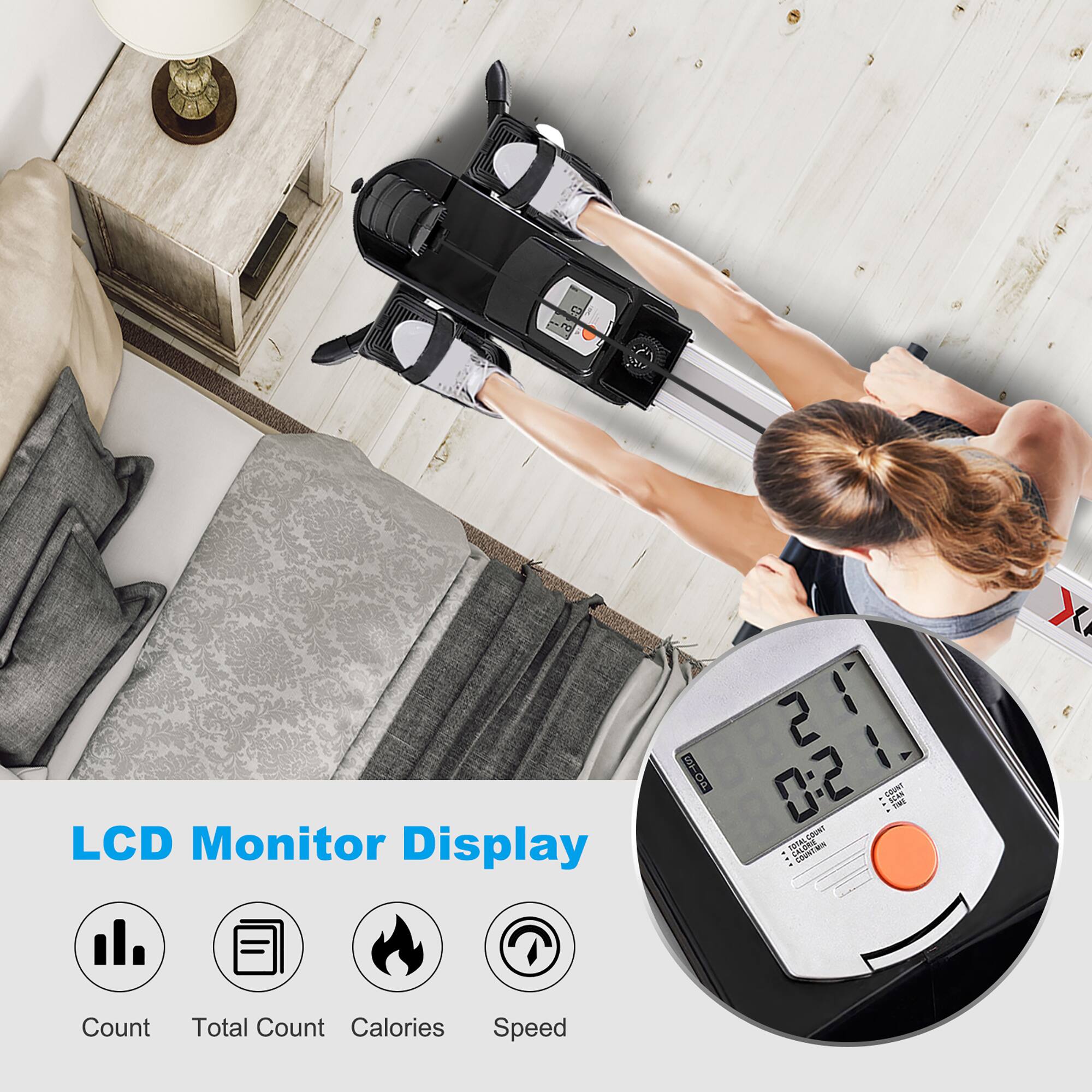 LCD Monitor Display: 3 2 1 5:0 BUN 1 1ateCovar Loien X Count Total Count Calories Speed