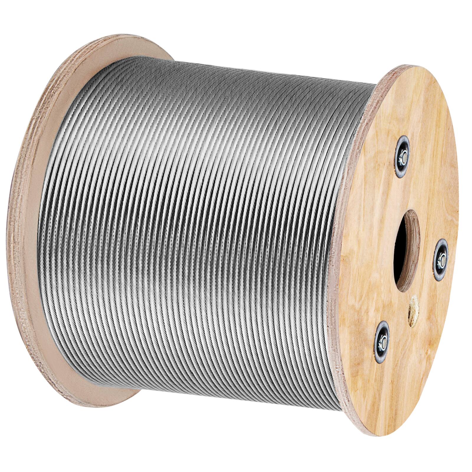 Alt View 5. VEVOR - 3/16 Inch 7x19 Stainless Steel Aircraft Cable Reel 500FT Stainless Steel Cable T304 Wire Rope Winch Cable Replacement - Silver.