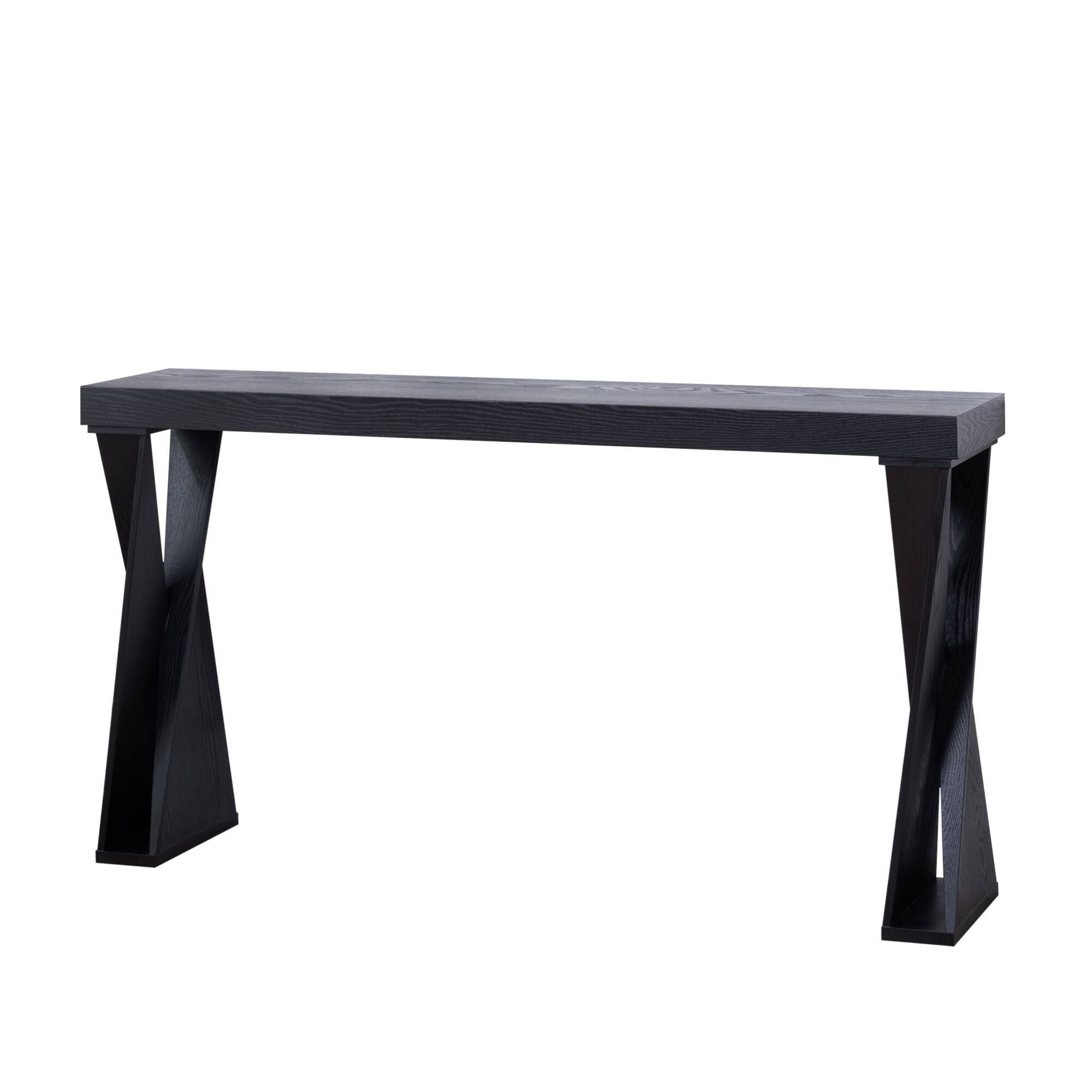 Alt View 1. GOODSILO - Modern Narrow Console Table with Crossed Legs for Entryway Hallway Living Room or Office - Black.