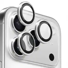 Entronix - Camera Lens Protector Compatible with iPhone 17 Pro/17 Pro Max - Luxury Metal - Silver