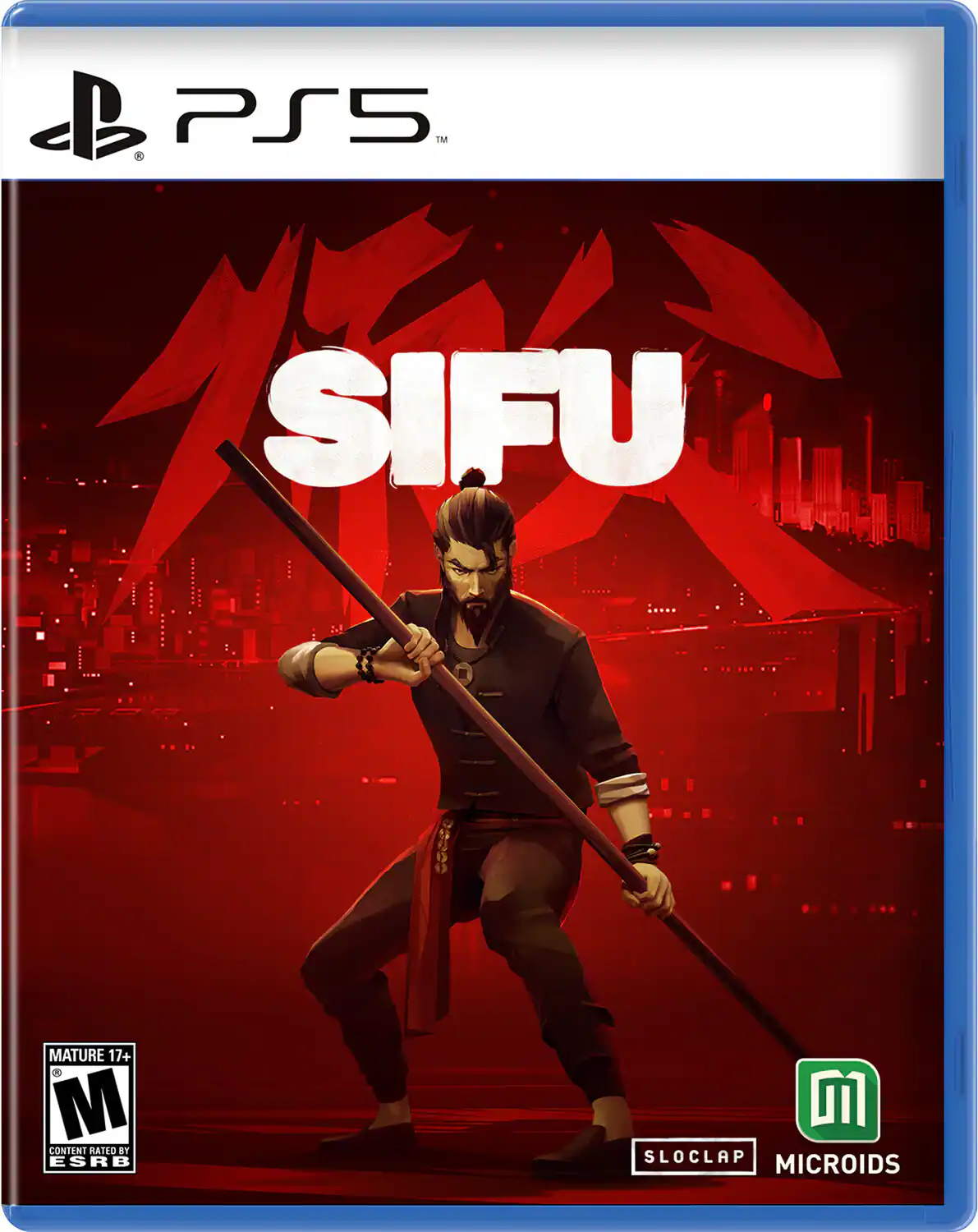 The corrected text is:

"PS5 Sifu Mature 17+ M Content Rated RT ESRB SLOCLAP MICROIDS"