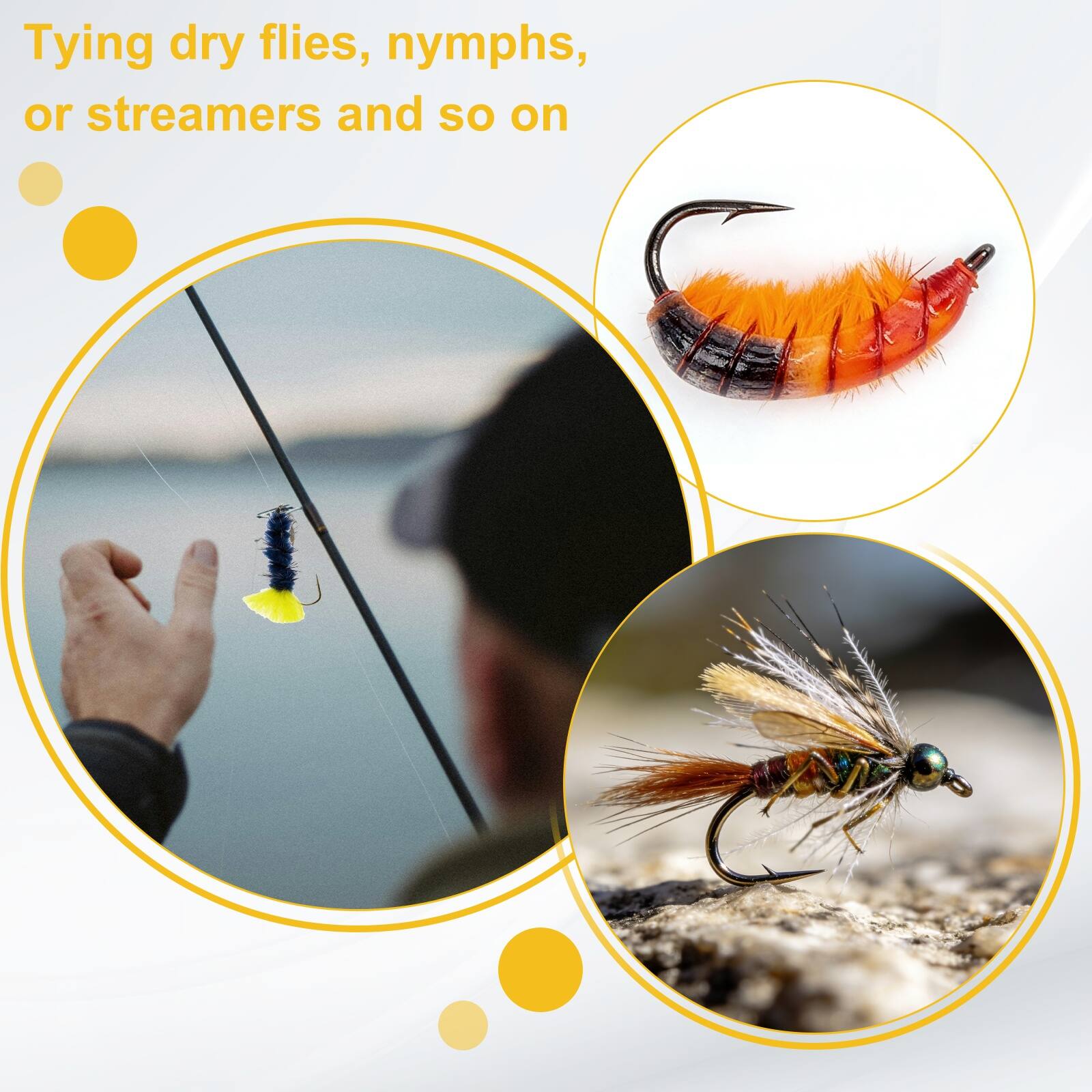 Tying dry flies, nymphs, or streamers and so on