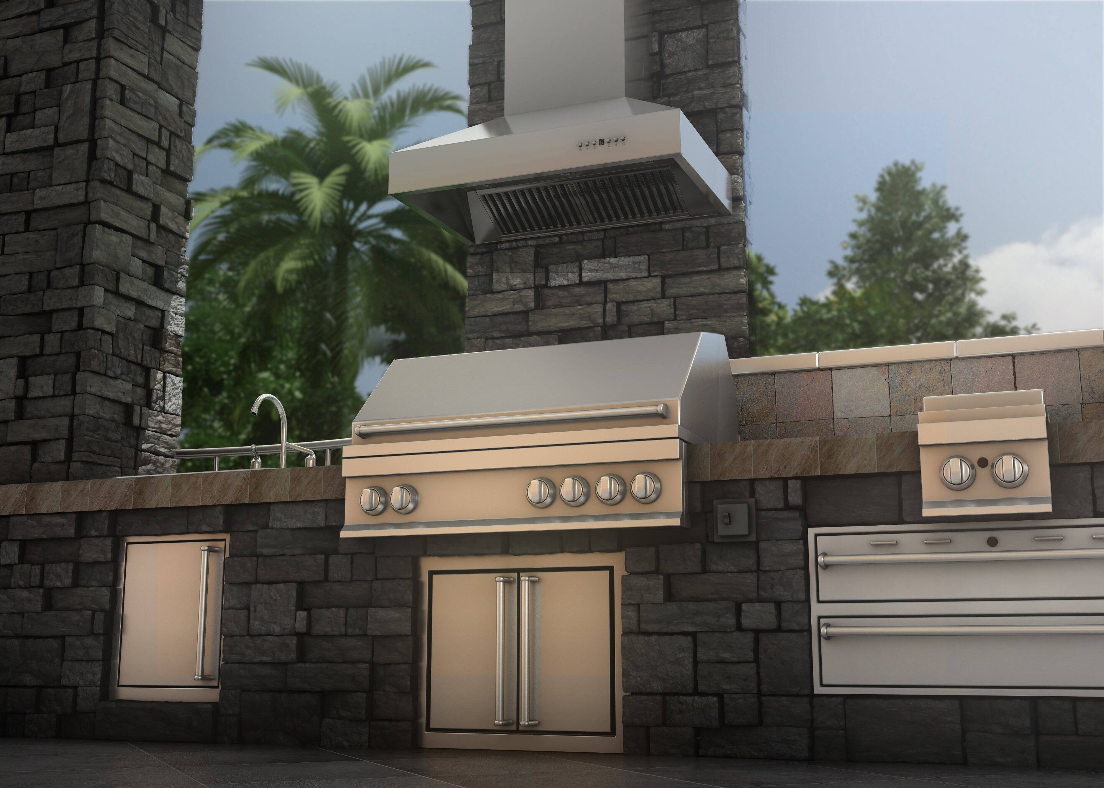 Alt View 6. ZLINE - 54" Outdoor Wall Mount Range Hood (697-304-54) - Silver.