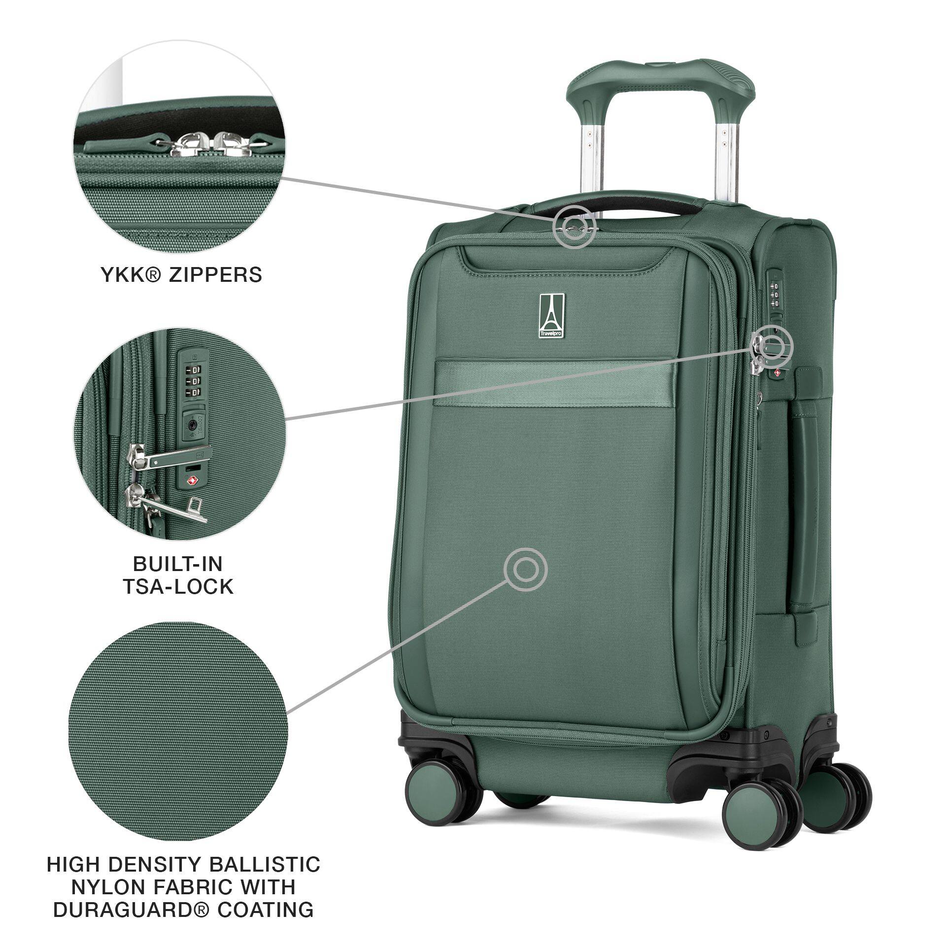 YKK® ZIPPERS  
BUILT-IN TSA-LOCK  
HIGH DENSITY BALLISTIC NYLON FABRIC WITH DURAGUARD® COATING