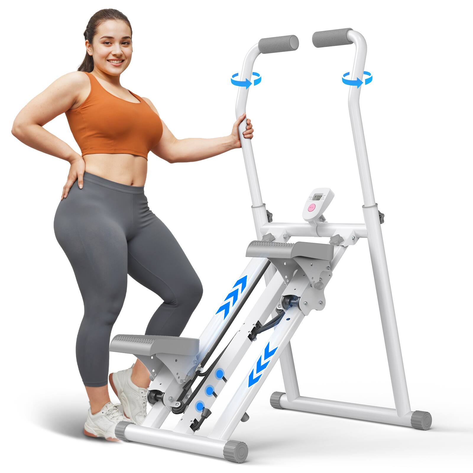 Angle. MERACH - MERACH Upgraded Stair Stepper Exercise Machine Foldable Vertical Stair Climber - White.