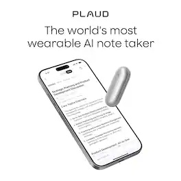 PLAUD - NotePin Memory Capsule Smart AI Voice/Audio Recorder - V2 - Lunar Silver