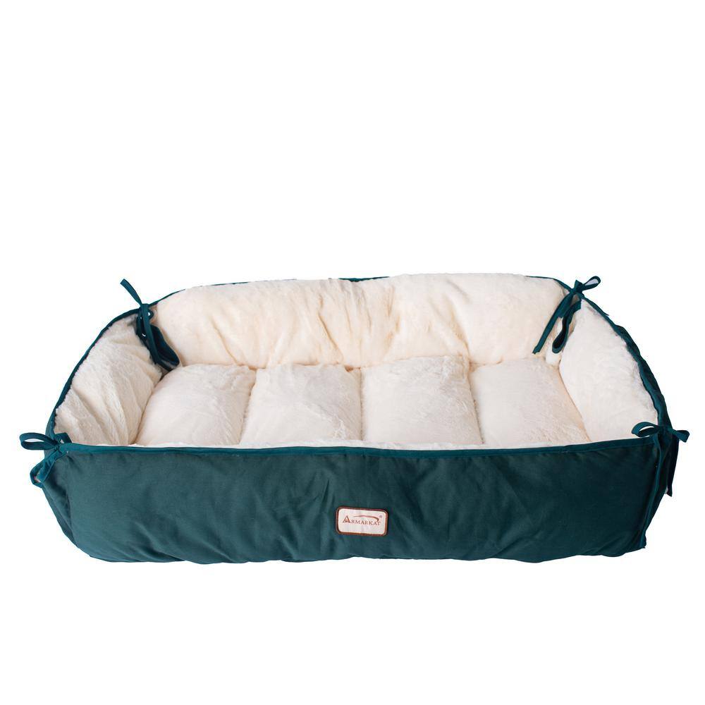 Alt View 5. Armarkat - Large Laurel Green and Ivory Pet Bed And Mat - Green.