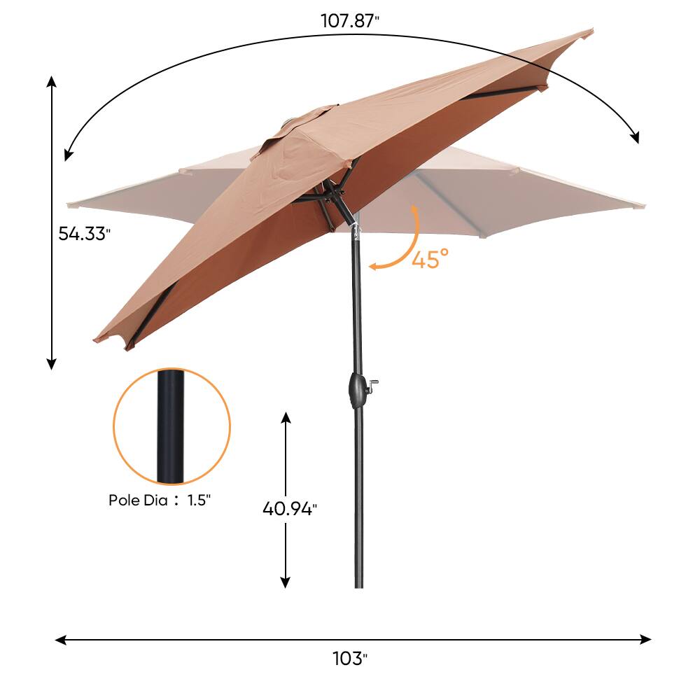 107.87"  
54.33"  
45°  
Pole Dia: 1.5"  
40.94"  
103"