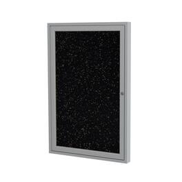 Ghent - 1 Door Enclosed Recycled Rubber Bulletin Board with Satin Frame, 24"H x 18"W, Tan Speckled