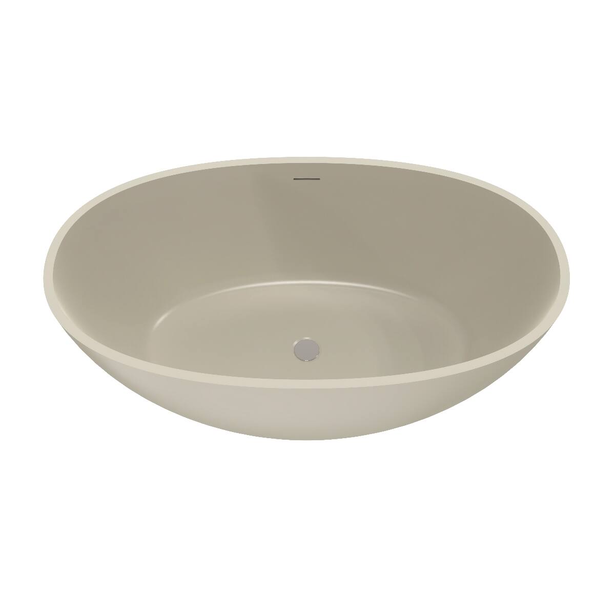 Alt View 3. Loheer - Loheer 55 Inch Freestanding Solid Surface Soaking Bathtub Matte Light Beige Oval Center Drain - Light beige.
