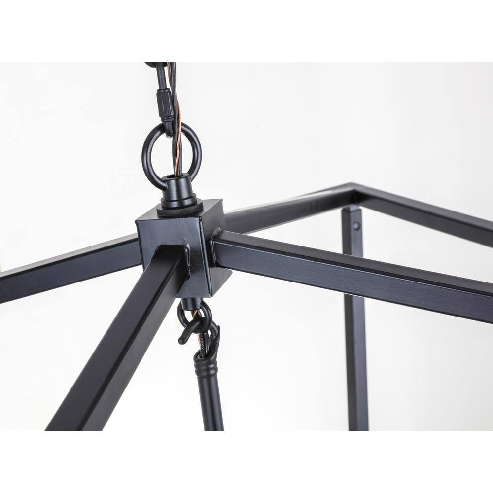 Angle. Living District - Maddox 6 light Black chandelier - Black.