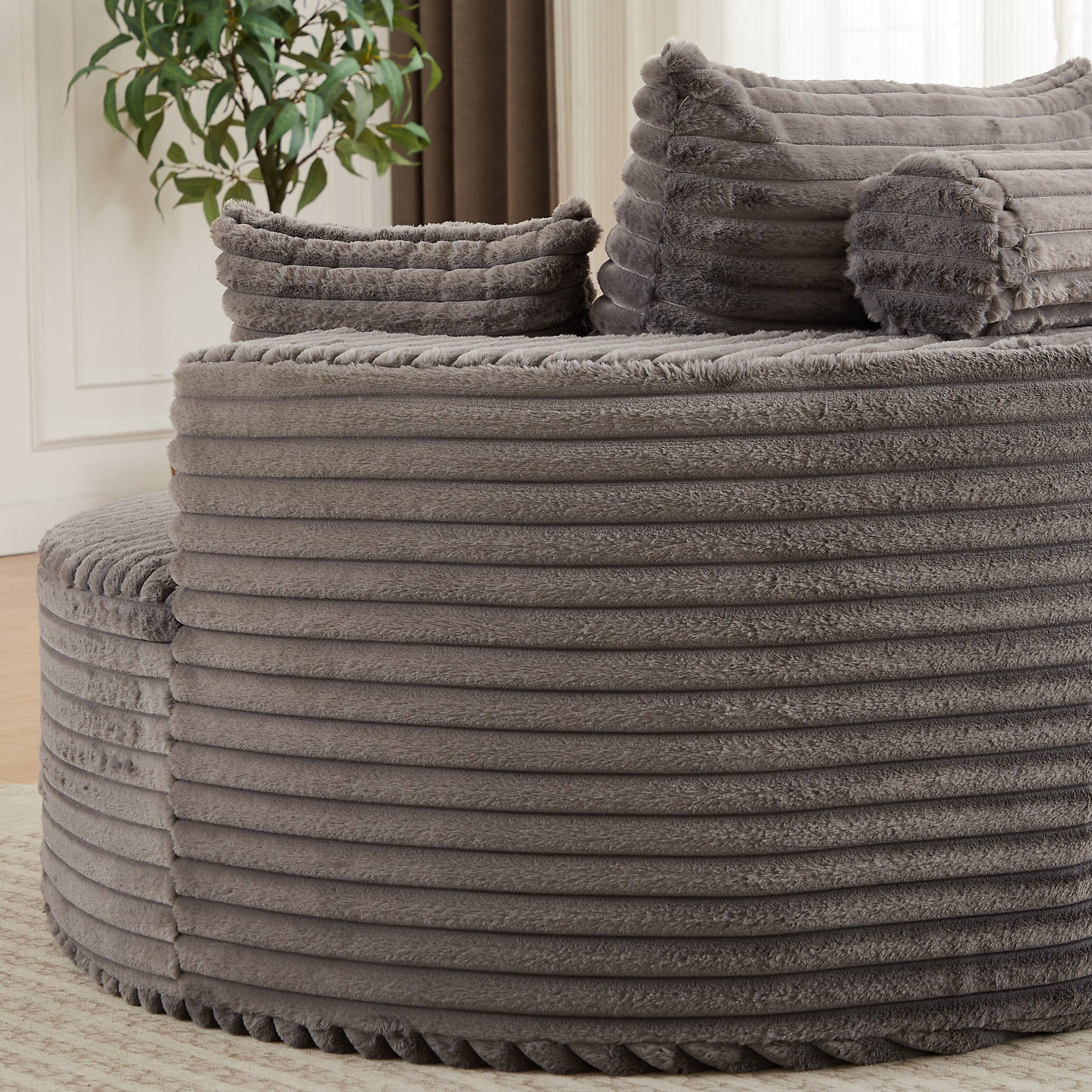 Alt View 4. COWLOWN - 50 Inch Fluffy Corduroy Sleeper Chair Modern Sofa Bed No Assembly Needed for Multi-Room Use Grey - Grey.