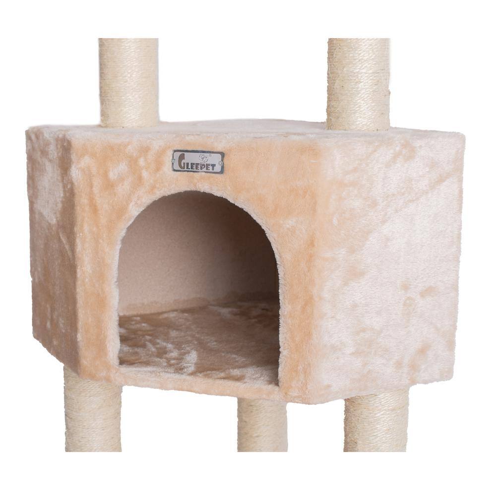 Back. Armarkat - 48Inch Real Wood Cat Tree In Beige With Perch And Playhouse - Beige.