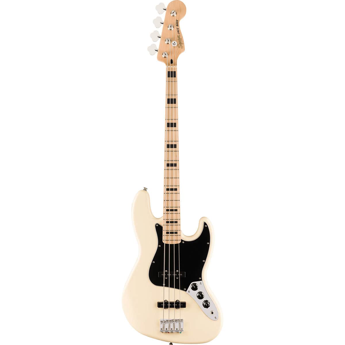 Fender - Affinity Series Active Jazz Bass Guitar, Maple Fingerboard, Black Pickguard, Olympic White