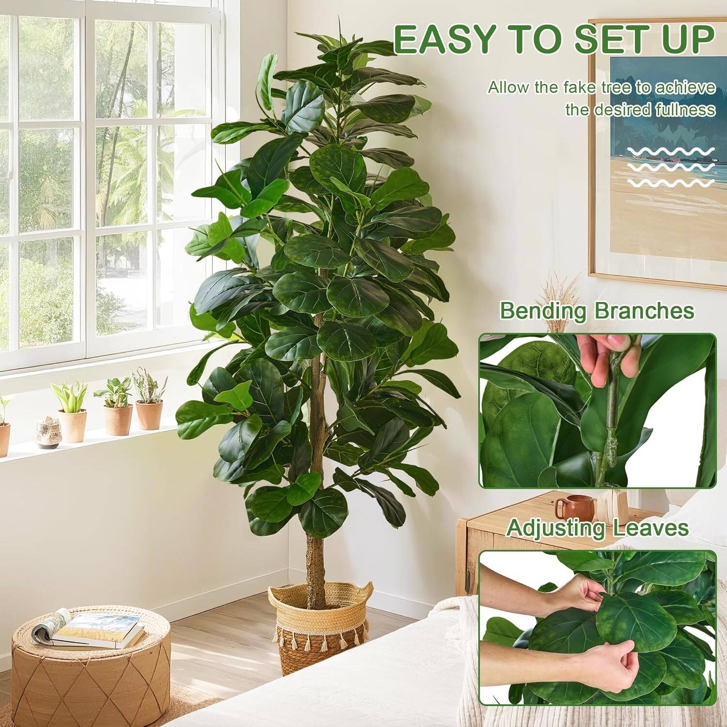 EASY TO SET UP

Allow the fake tree to achieve the desired fullness

Bending Branches

Adjusting Leaves