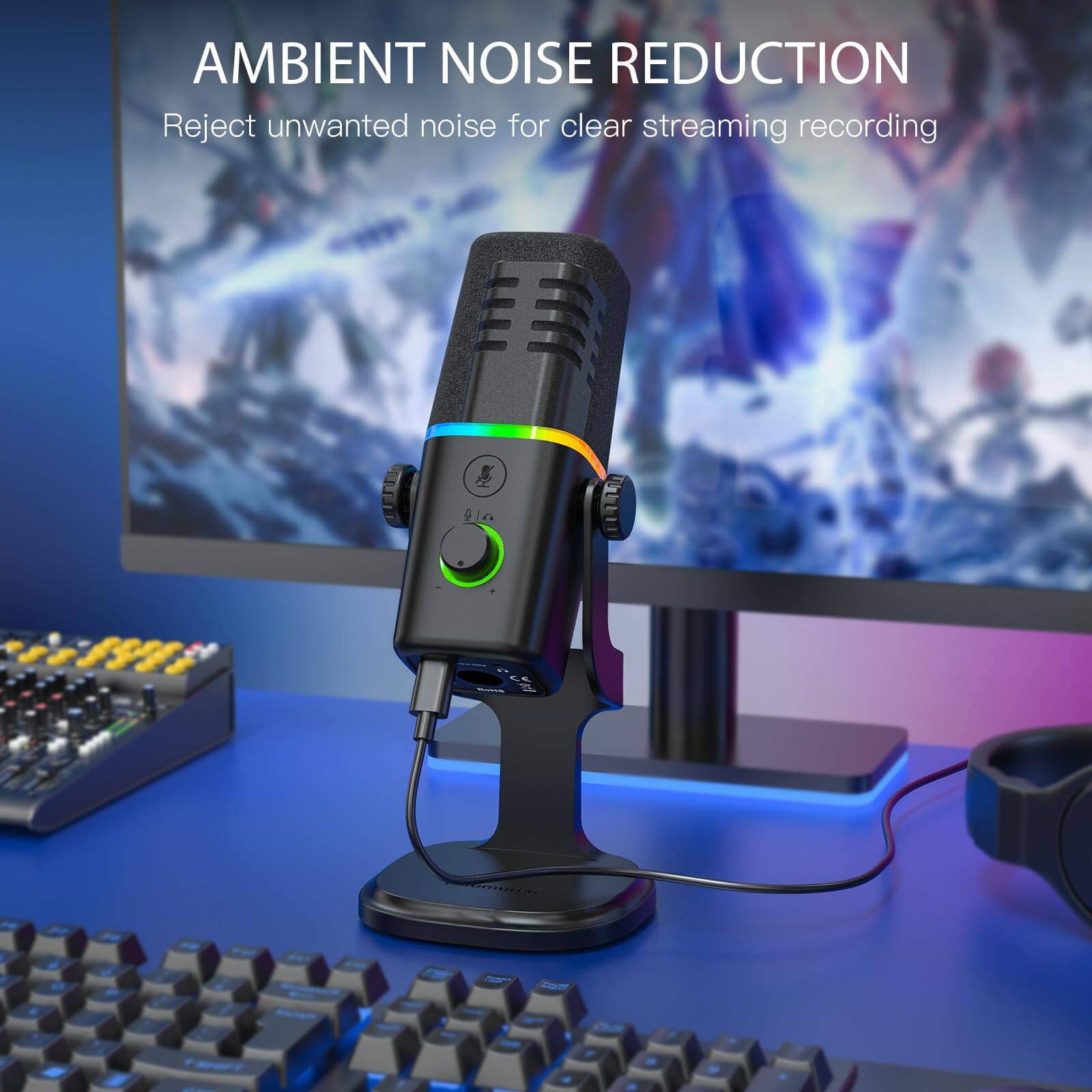 AMBIENT NOISE REDUCTION  
Reject unwanted noise for clear streaming recording