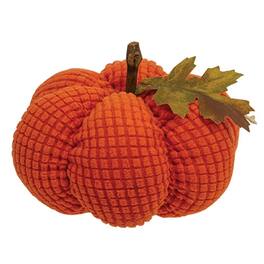 BreeBe - Stuffed Waffle Weave Pumpkin w/Stick Stem Medium - Orange