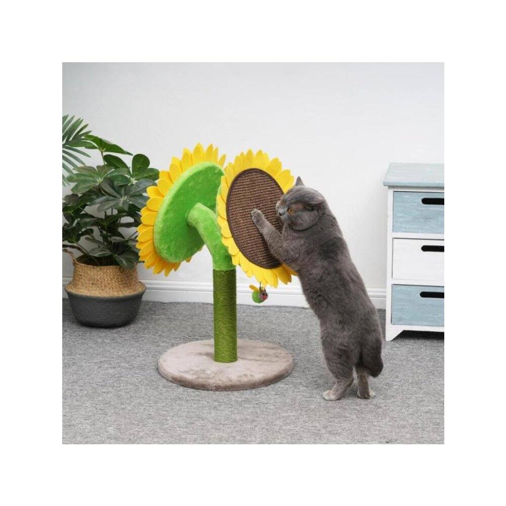Left. PetPals - Double Bloom Cat Scratching Post - Green.