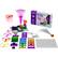 The image features a variety of toys and items, including a pink and purple fan launch light show, a box of Circuit Blox, and a box of Fan Launch 59. There are also several other items such as a cup, a bowl, a spoon, and a fork. The scene appears to be a display of various toys and items, possibly for a store or a child's play area.
